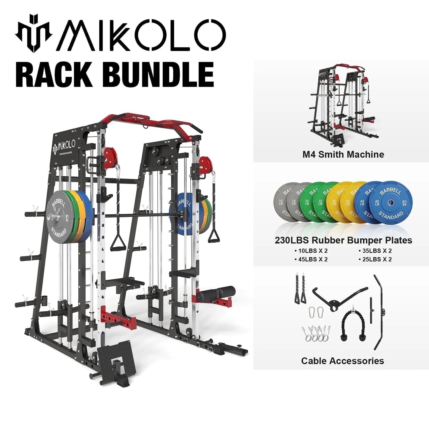 Ultimate Smith Machine Home Gym - 2200 Lbs Power Rack with Cable Crossover, 360° Landmine Attachment and Complete Strength Training Solutions