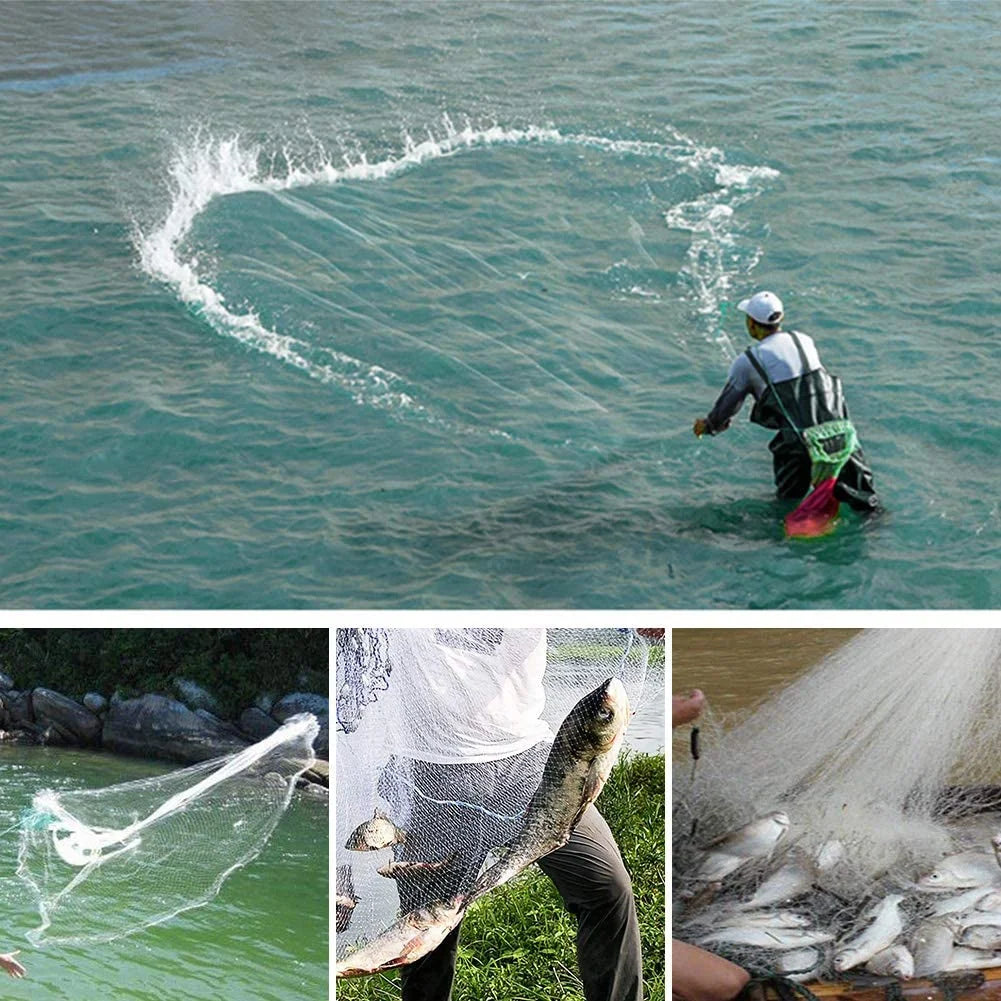 Discover the Ultimate Professional Saltwater Bait Casting Net with Durable 3/8" Mesh - Choose Your Perfect Size: 4ft, 6ft, or 8ft Radius!
