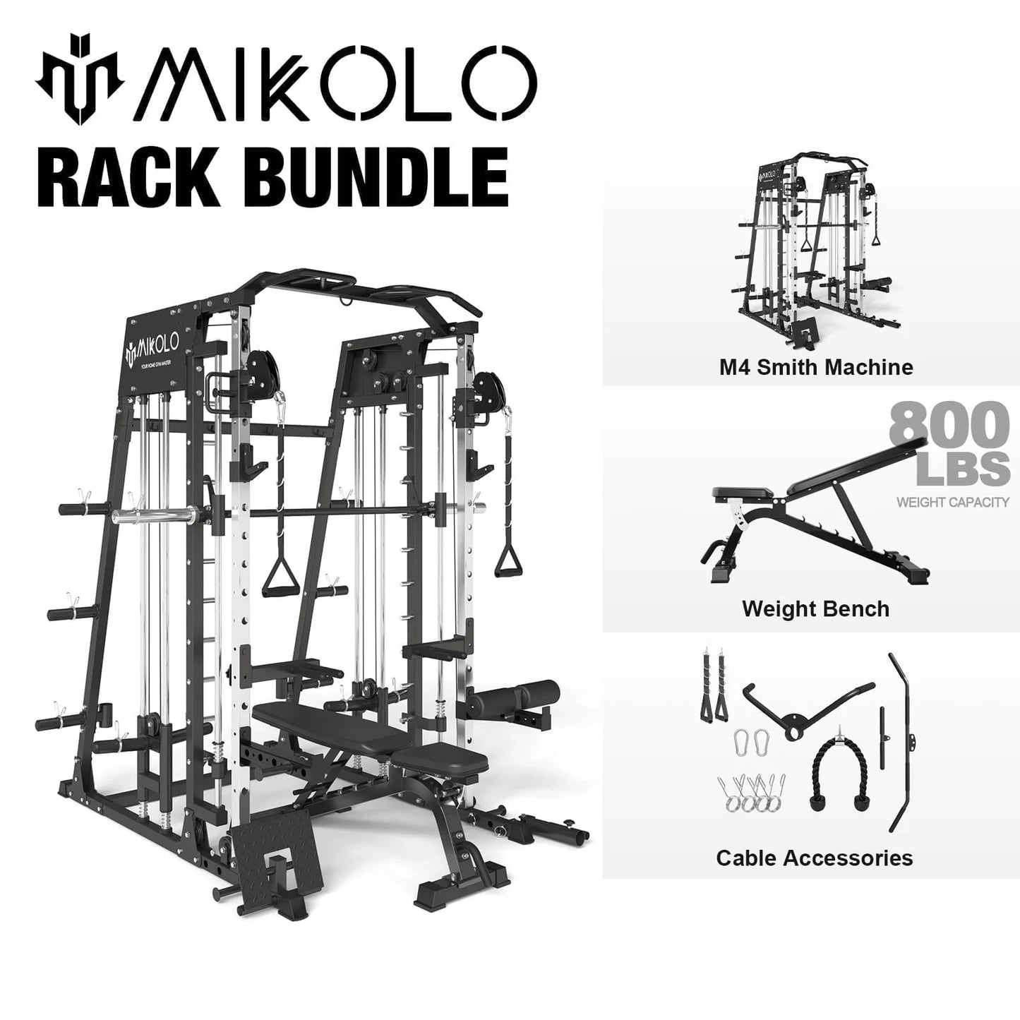 Ultimate Smith Machine Home Gym - 2200 Lbs Power Rack with Cable Crossover, 360° Landmine Attachment and Complete Strength Training Solutions