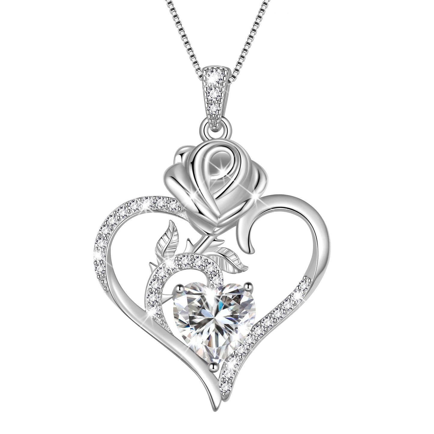 Exquisite 925 Sterling Silver Heart Rose Birthstone Necklace Featuring September Blue Sapphire – The Perfect Gift for Her on Special Occasions!