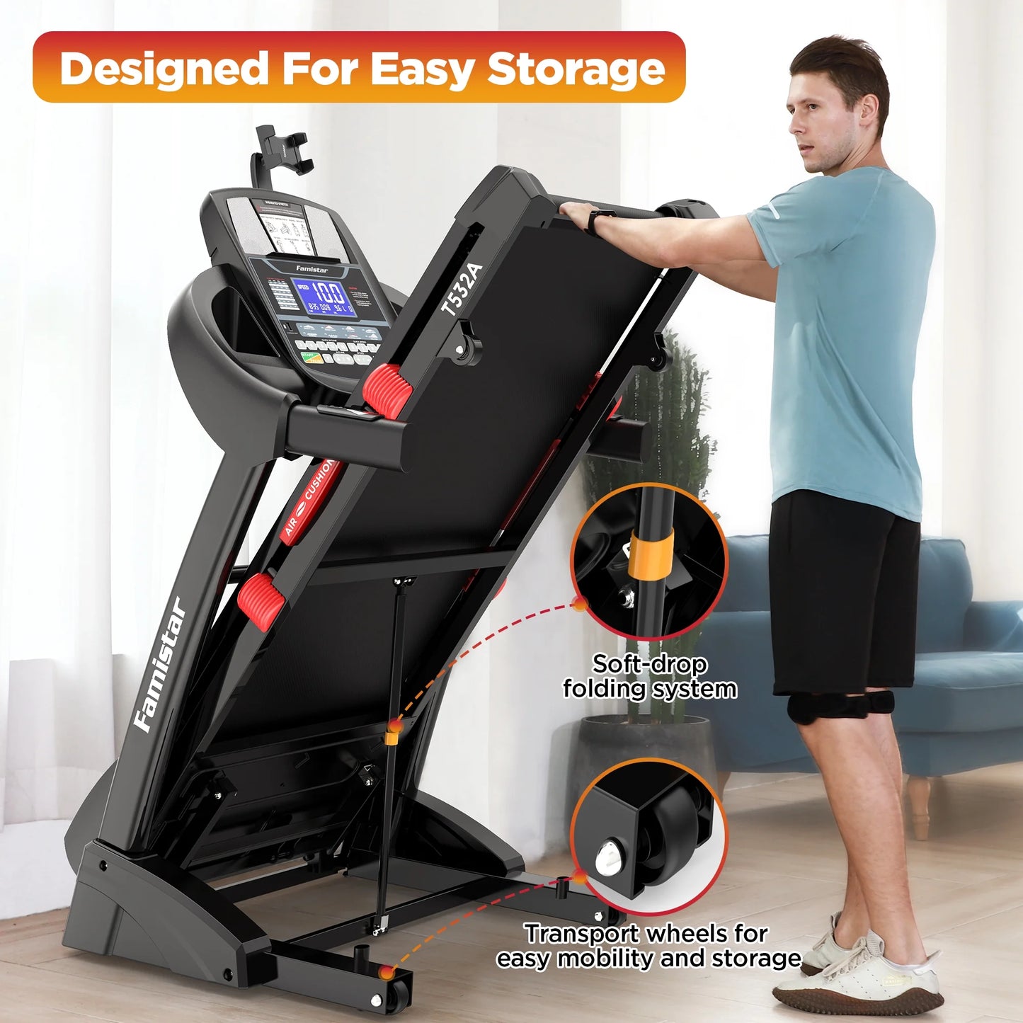 Unleash Your Fitness Potential with the 5.1HP Portable Folding Treadmill - 15% Auto Incline, 300 LB Capacity, and FREE APP Control!