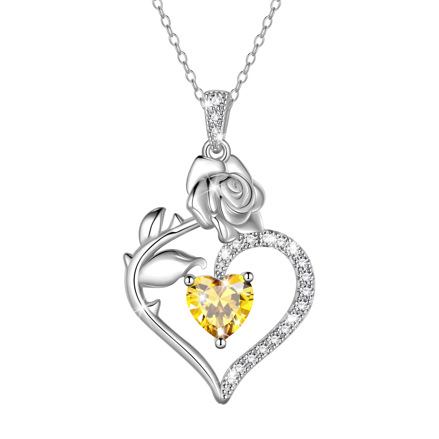 Exquisite 925 Sterling Silver Heart Rose Birthstone Necklace Featuring September Blue Sapphire – The Perfect Gift for Her on Special Occasions!