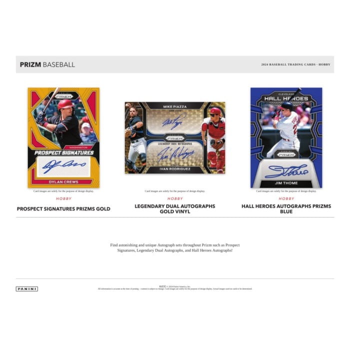 Unleash the Excitement with the 2024 Prizm Baseball Hobby Box - Featuring 3 Autographs, 12 Inserts & 22 Base Prizms!