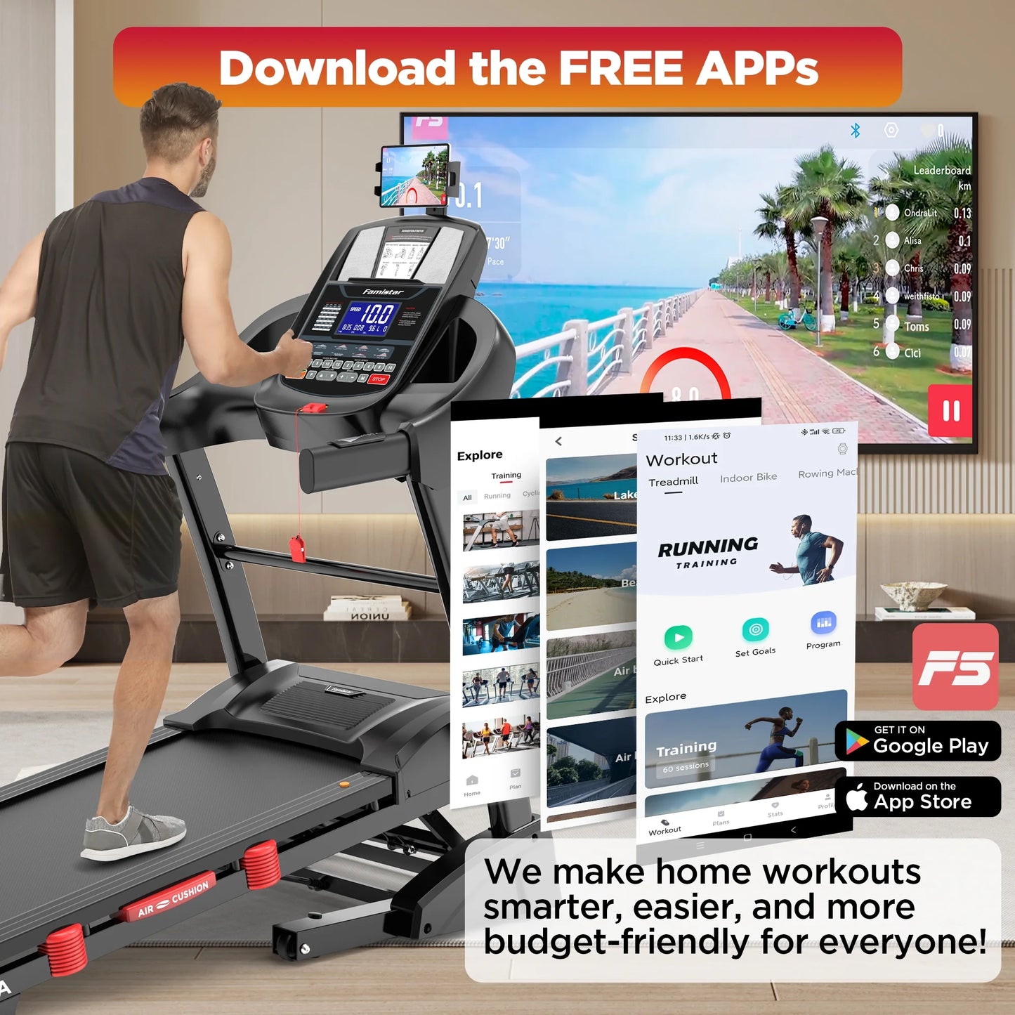 Unleash Your Fitness Potential with the 5.1HP Portable Folding Treadmill - 15% Auto Incline, 300 LB Capacity, and FREE APP Control!