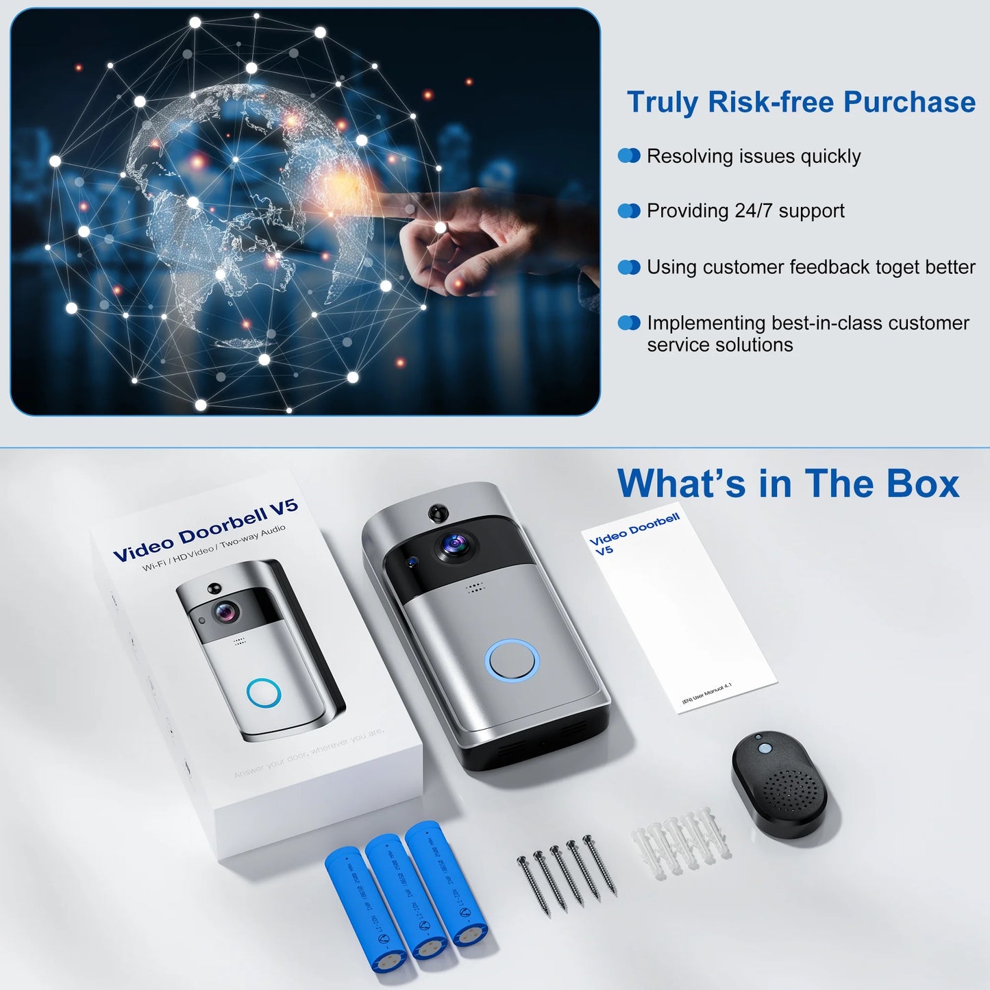 Elevate Your Security with the VEAT00L Wireless 1080P Video Doorbell Camera - 2-Way Audio, Instant Alerts & Night Vision!