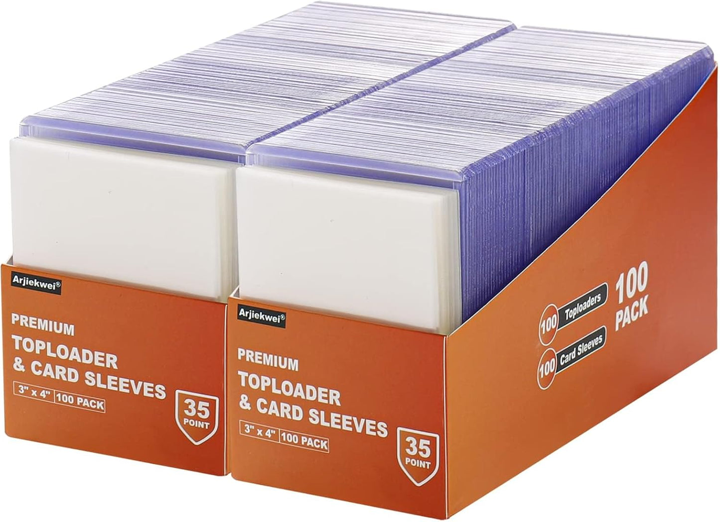 Premium Hard Plastic Toploaders and Card Sleeves Set for Trading Cards - 200 Count (100 Top Loaders + 100 Sleeves) - 3" x 4" Baseball and Sports Card Protectors