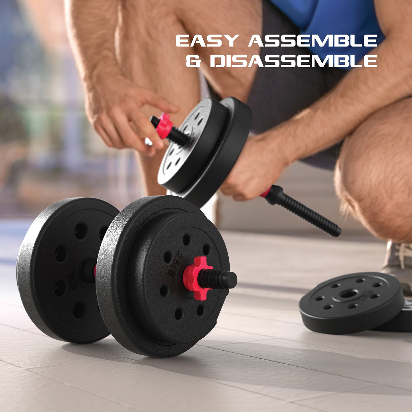 Transform Your Home Workouts with the FitRx 100Lbs Adjustable Dumbbells, Kettlebells, and Barbell Weight Set