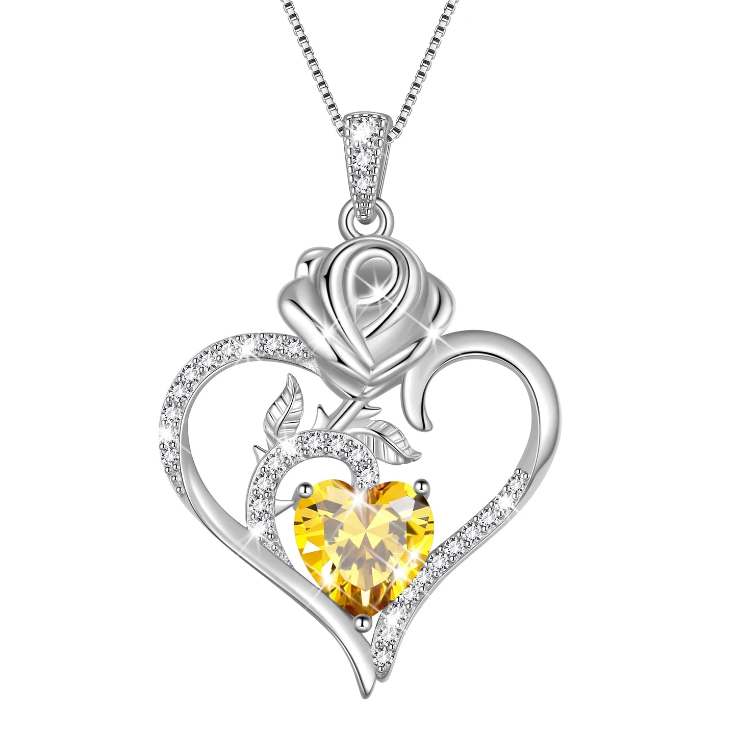 Exquisite 925 Sterling Silver Heart Rose Birthstone Necklace Featuring September Blue Sapphire – The Perfect Gift for Her on Special Occasions!