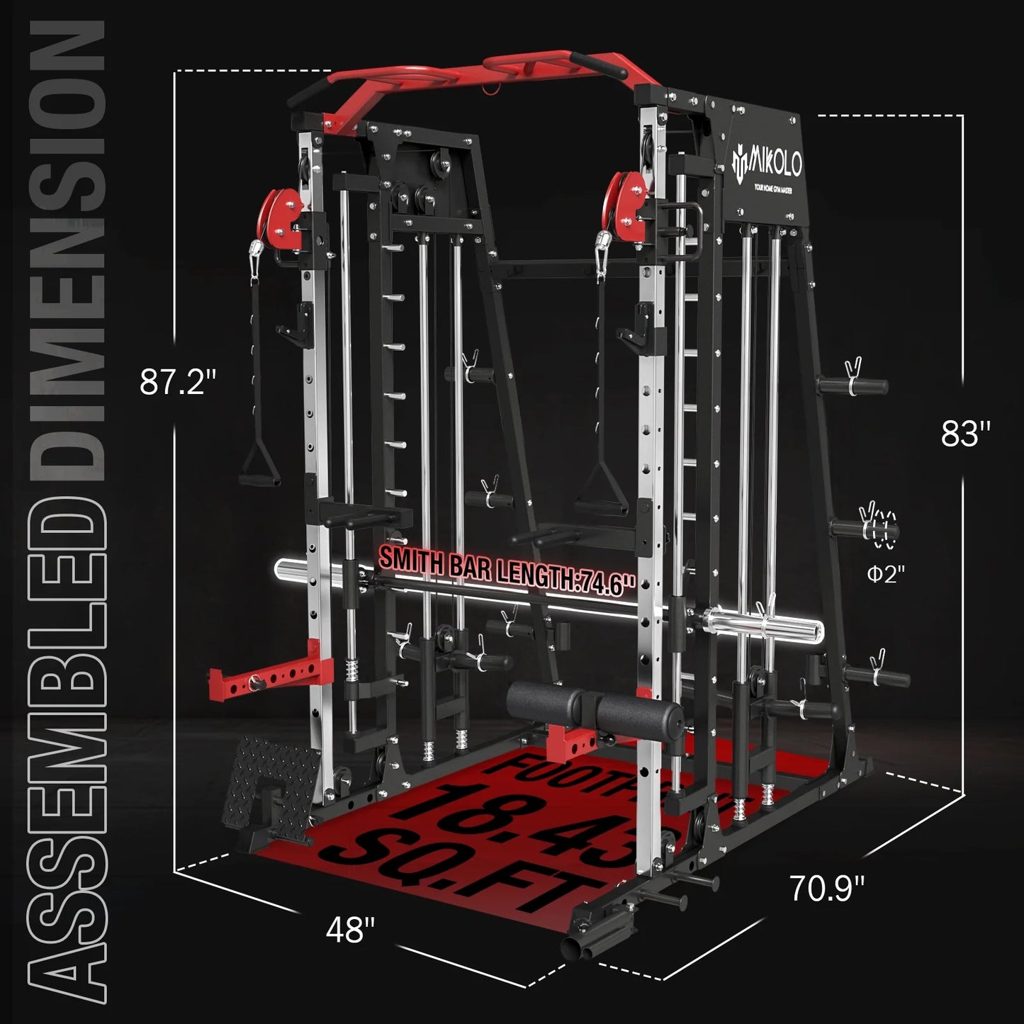 Ultimate Smith Machine Home Gym: 2200 Lbs Power Rack Cage with Multi-Function Cable Crossover and Complete Home Package