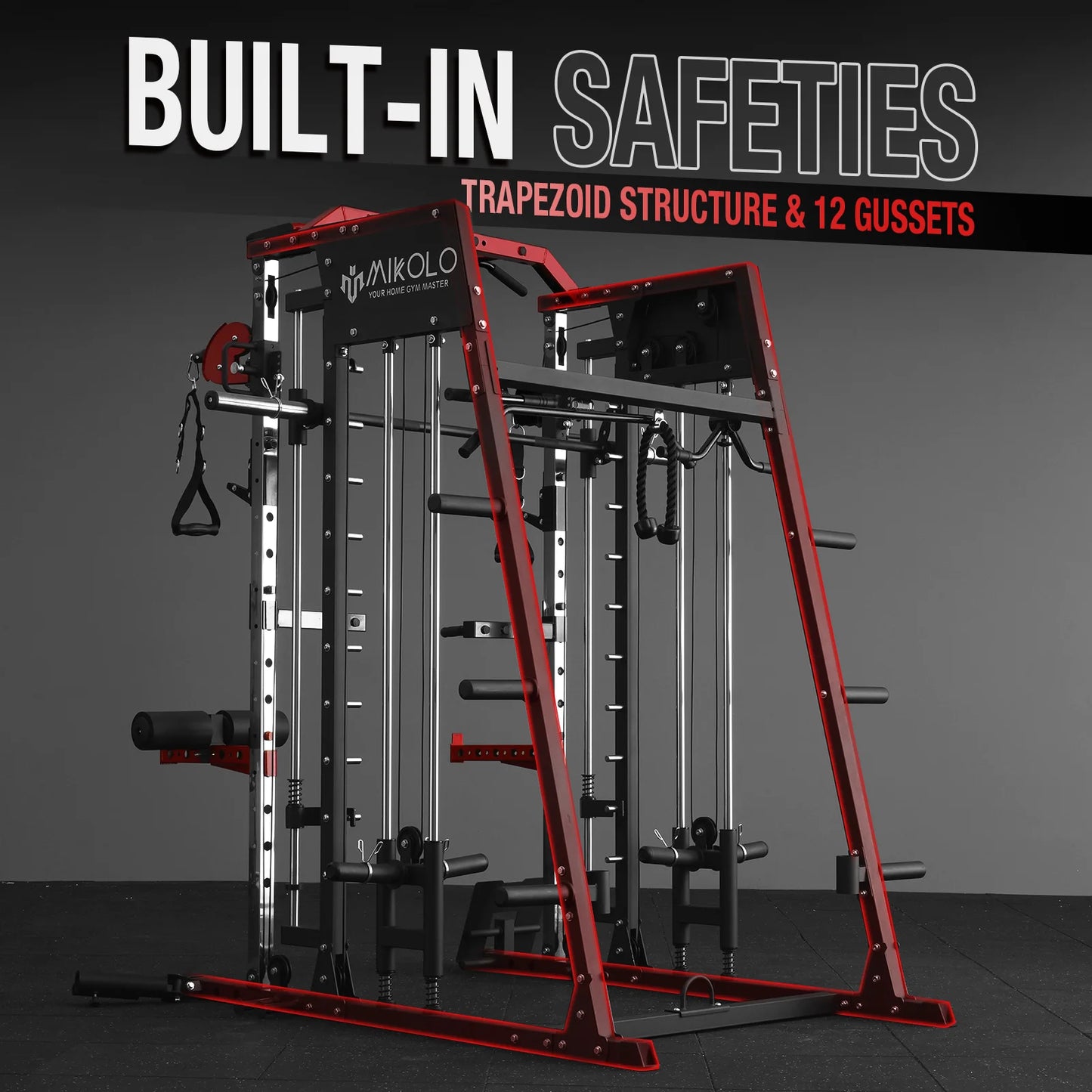 Ultimate Smith Machine Home Gym - 2200 Lbs Power Rack with Cable Crossover, 360° Landmine Attachment and Complete Strength Training Solutions