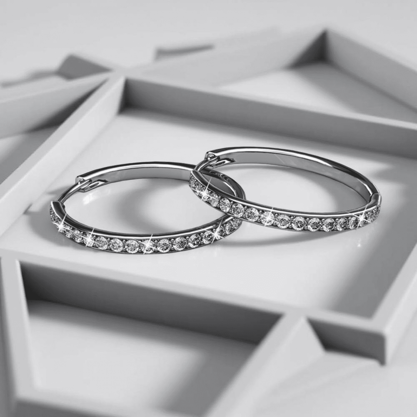 Dazzle in Elegance: Bianca 18K Yellow Gold Plated 25Mm Hoop Earrings with Sparkling Swarovski Crystals for Women