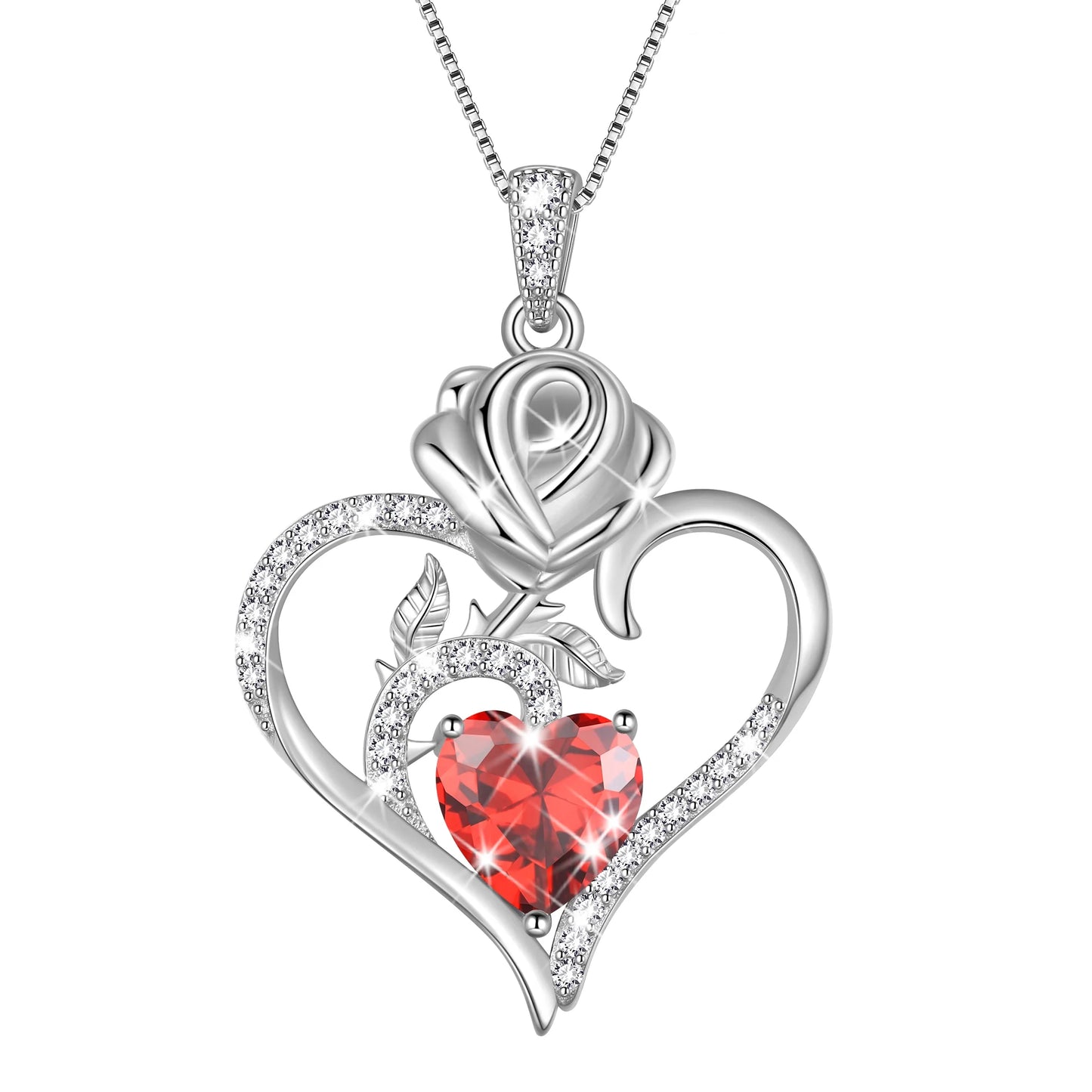 Exquisite 925 Sterling Silver Heart Rose Birthstone Necklace Featuring September Blue Sapphire – The Perfect Gift for Her on Special Occasions!