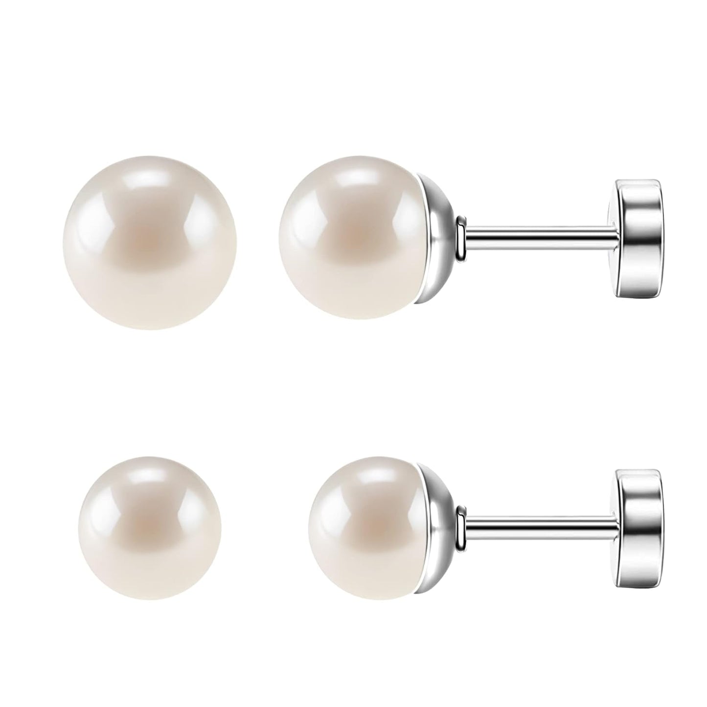 Elevate Your Style with 2 Pairs of Dazzling CZ Flat Back Stud Earrings - Perfect for Cartilage and Everyday Wear!