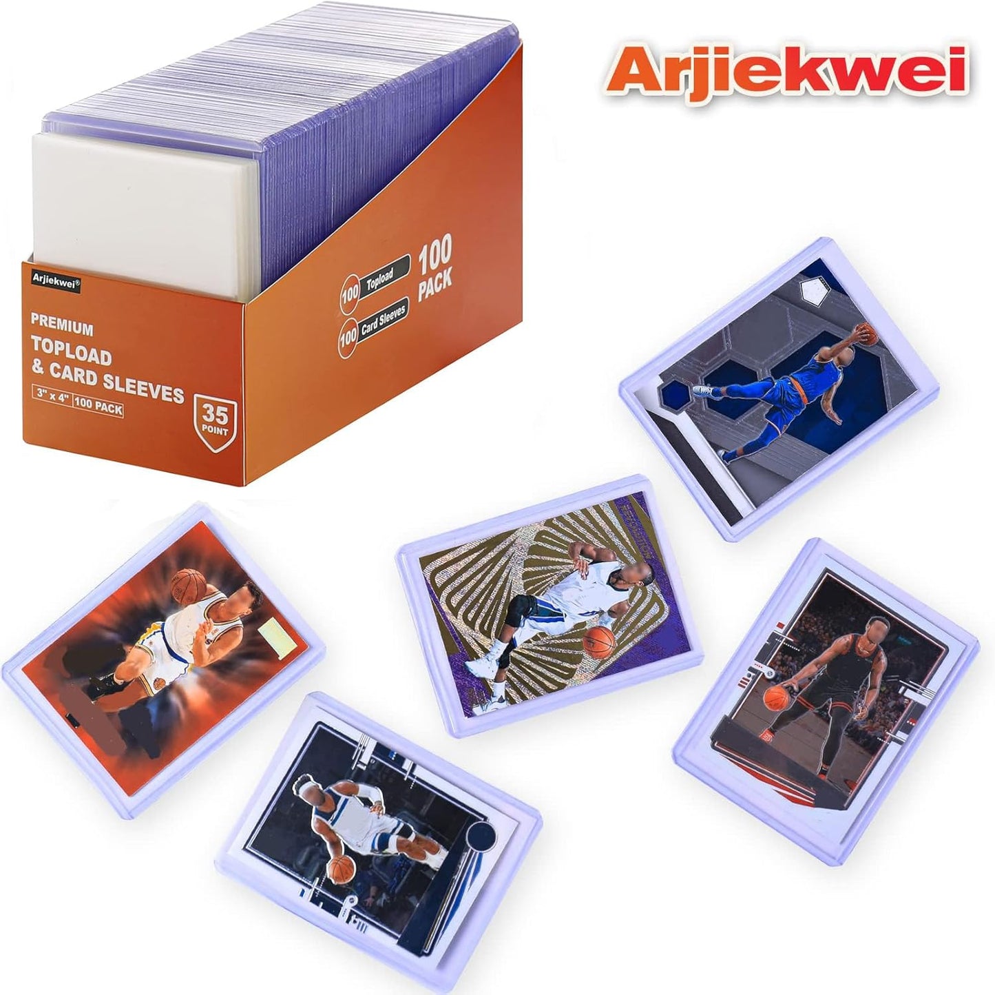 Premium Hard Plastic Toploaders and Card Sleeves Set for Trading Cards - 200 Count (100 Top Loaders + 100 Sleeves) - 3" x 4" Baseball and Sports Card Protectors