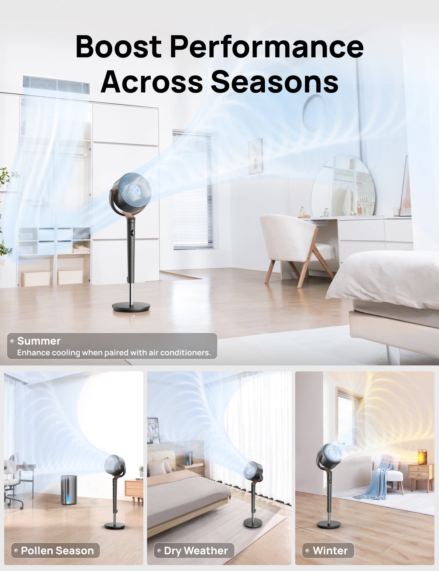 Ultimate Quiet Pedestal Fan with 8 Speeds and 3 Modes - 120° Oscillation, Remote Control, and Adjustable Height for Maximum Comfort