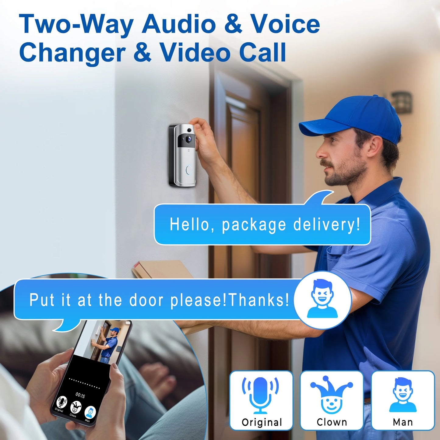 Elevate Your Security with the VEAT00L Wireless 1080P Video Doorbell Camera - 2-Way Audio, Instant Alerts & Night Vision!
