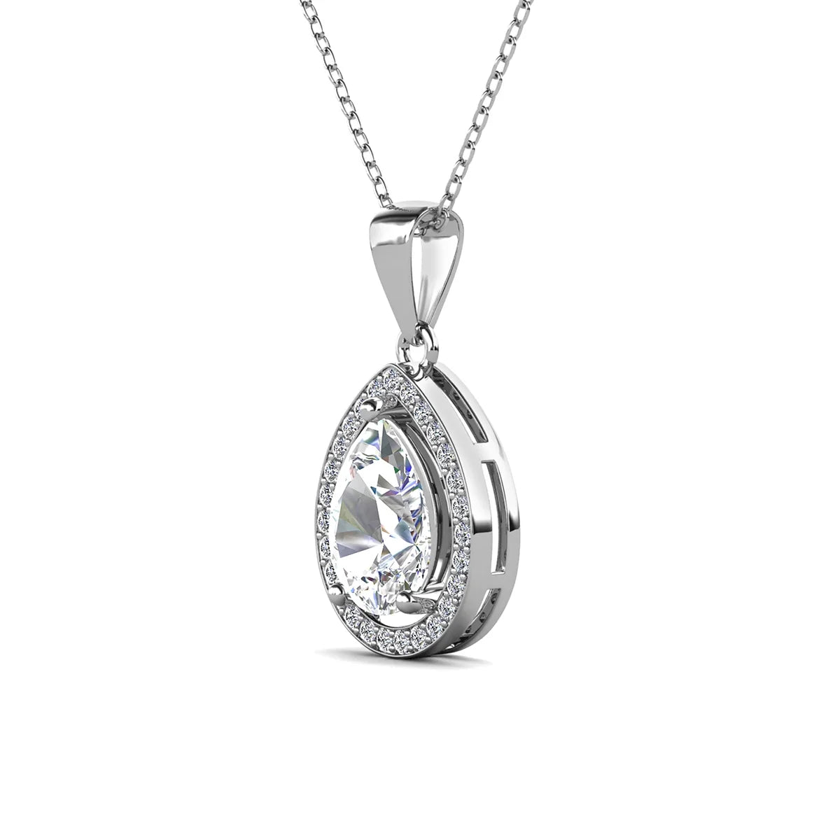 Isabel 18K White Gold Plated Pendant Necklace with Dazzling Simulated Diamond Crystals - A Timeless Elegance for Every Occasion