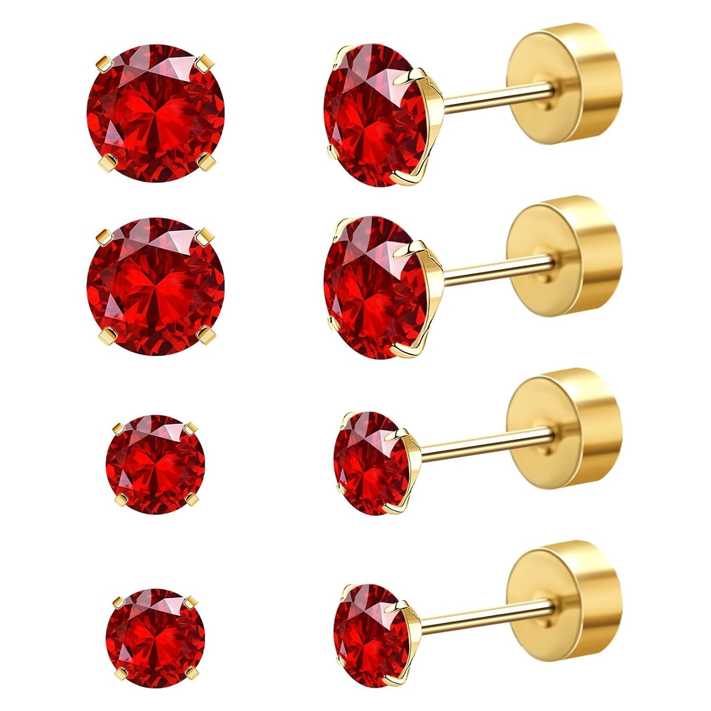 Elegant Resizable Black Stud Earrings for Women - Hypoallergenic Flat Back Nap Earrings in 3mm and 5mm for Sensitive Ears, Perfect as Birthday Gifts
