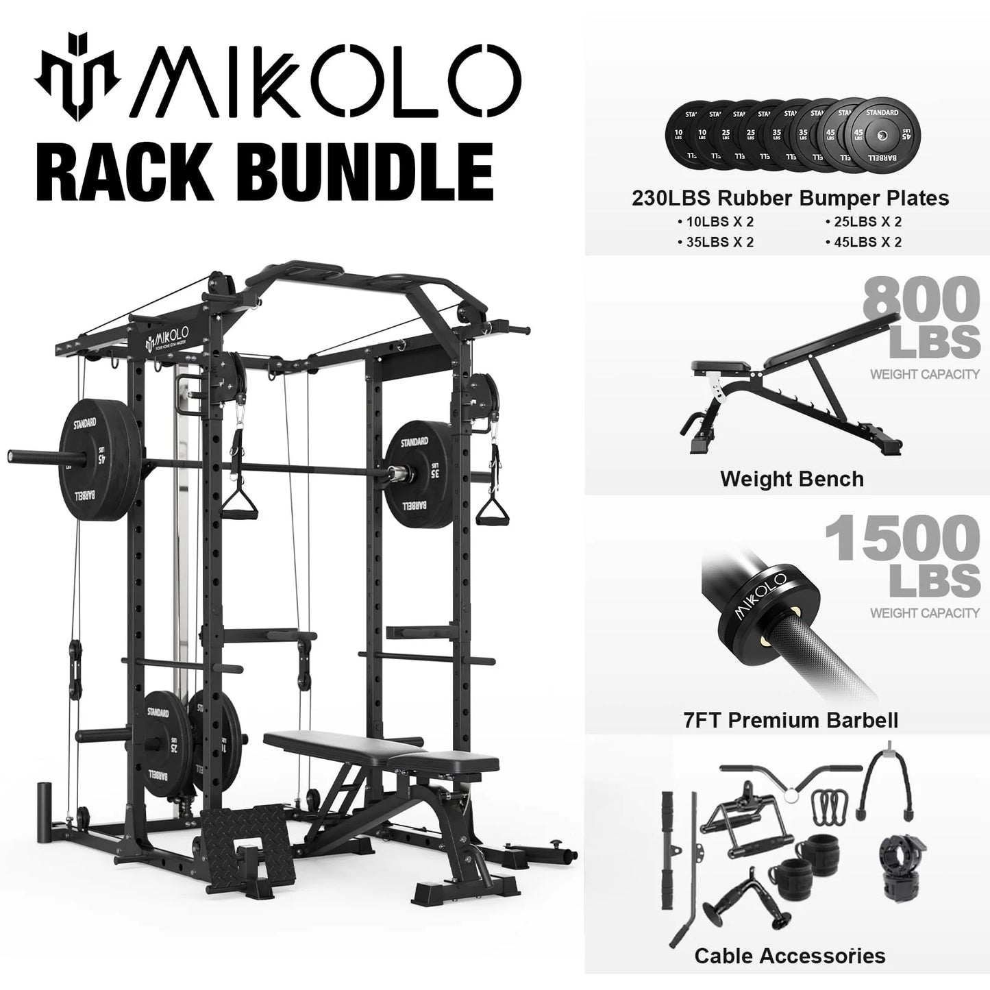 Ultimate Power Rack Cage: 1500 Lbs Weight Rack with Versatile Cable Crossover Machine – Multi-Function Squat Rack Featuring J Hooks, Dip Bars, and Landmine for Your Home Gym (Red)