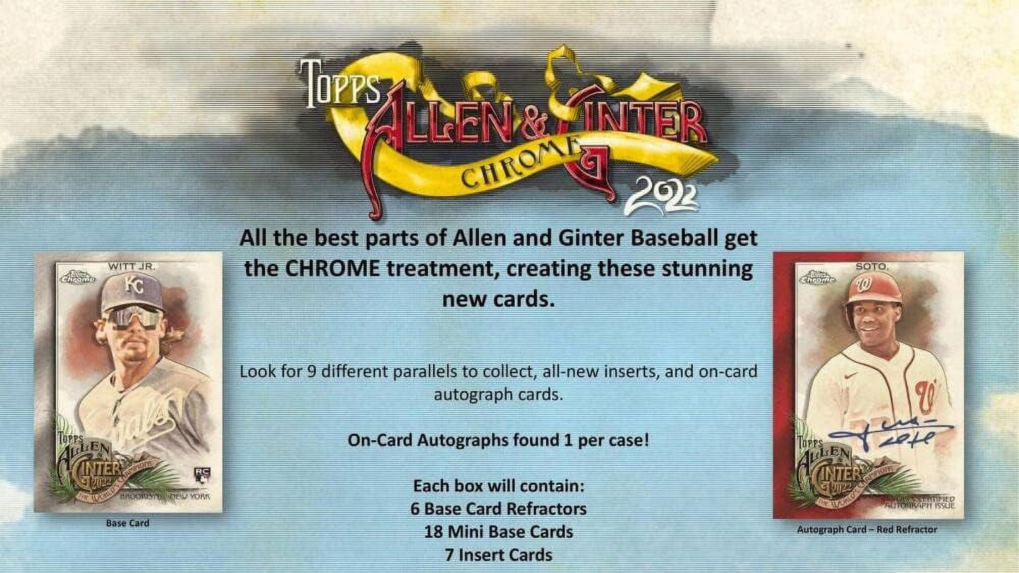 2022 Allen & Ginter Chrome Baseball Hobby Box - Premium Collectible Trading Cards