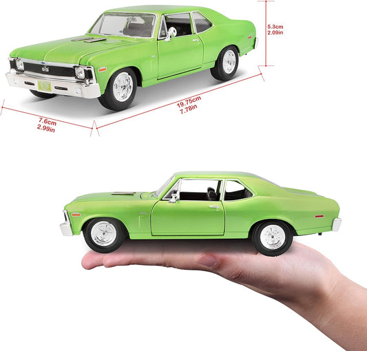 Experience the Thrill of the 1:24 Scale 1970 Chevrolet Nova SS Diecast Vehicle in Stunning Green - Perfect for Collectors and Enthusiasts!