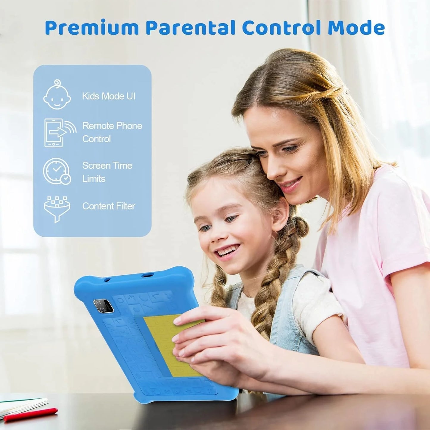 Ultimate Kids Tablet - 7-Inch Android 13 with Allwinner Quad Core, 5GB RAM, 32GB Storage & Parental Controls - Blue