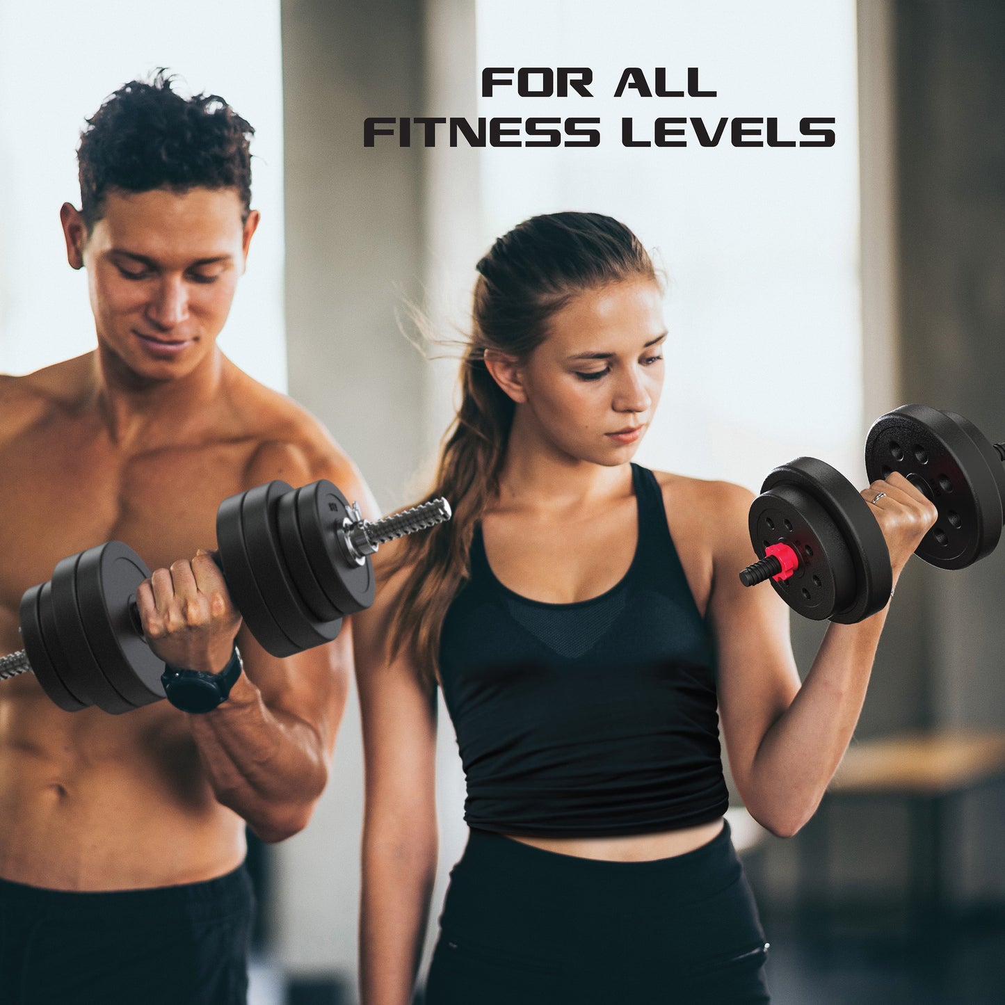 Transform Your Home Workouts with the FitRx 100Lbs Adjustable Dumbbells, Kettlebells, and Barbell Weight Set