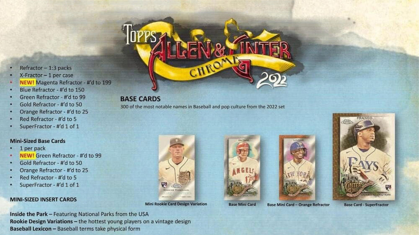 2022 Allen & Ginter Chrome Baseball Hobby Box - Premium Collectible Trading Cards