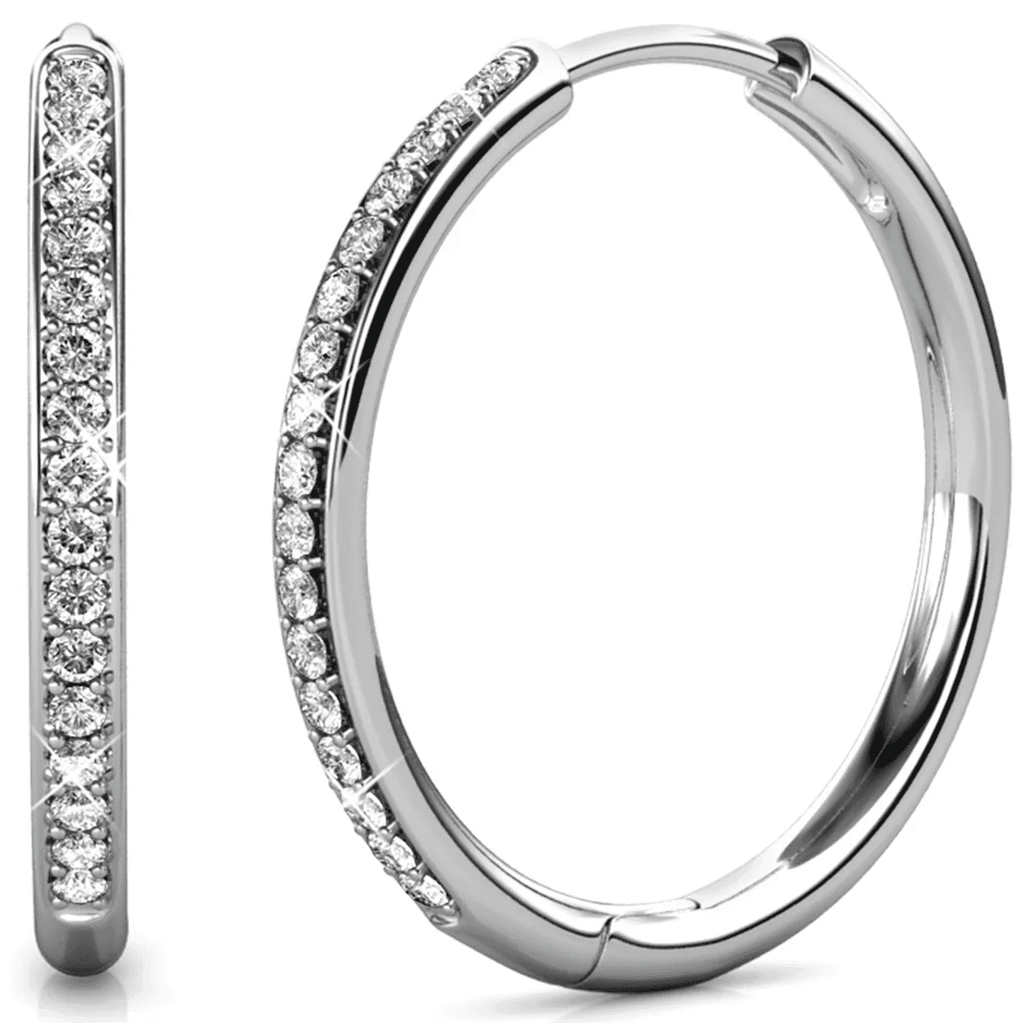 Dazzle in Elegance: Bianca 18K Yellow Gold Plated 25Mm Hoop Earrings with Sparkling Swarovski Crystals for Women