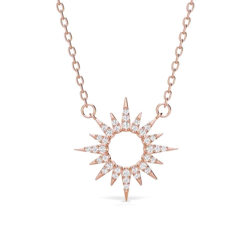 Illuminate Your Style with the Evie 18K White Gold Plated Sun Pendant Necklace Decorated with Sparkling Swarovski Crystals - The Perfect Gift for Every Woman