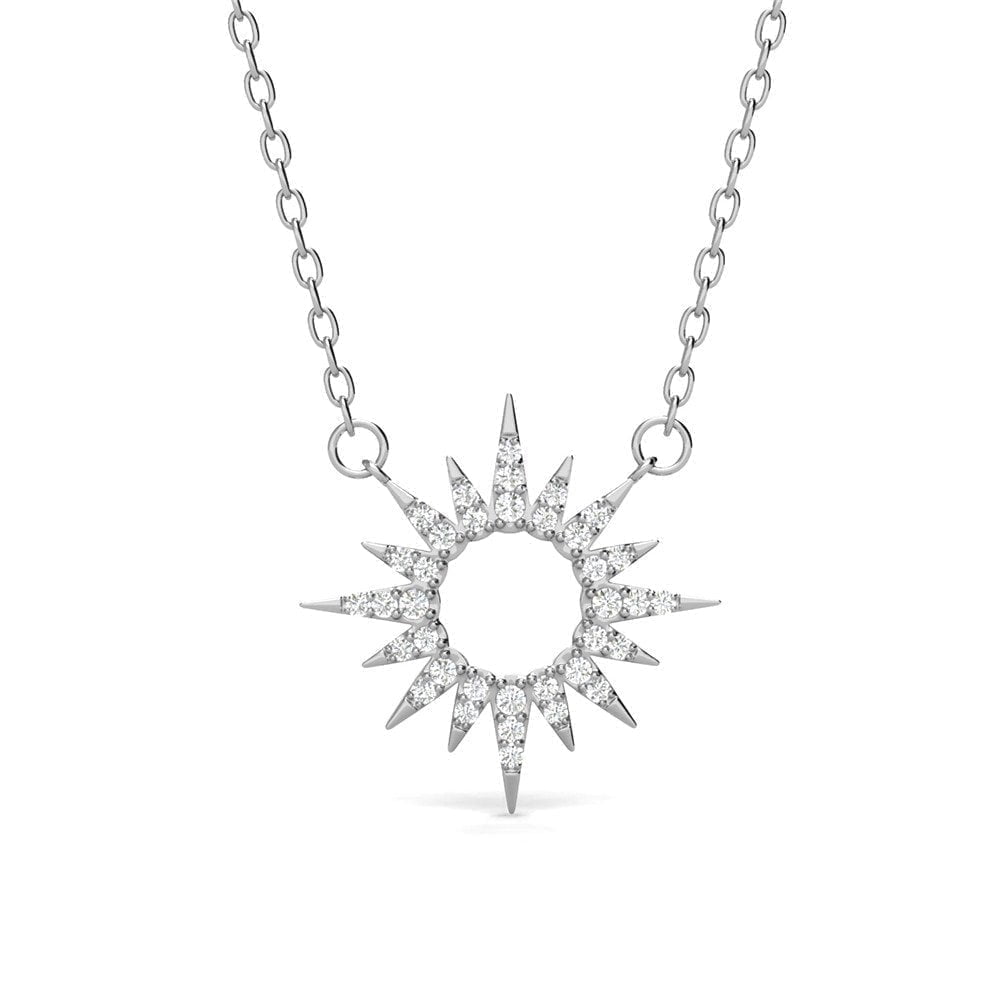 Illuminate Your Style with the Evie 18K White Gold Plated Sun Pendant Necklace Decorated with Sparkling Swarovski Crystals - The Perfect Gift for Every Woman