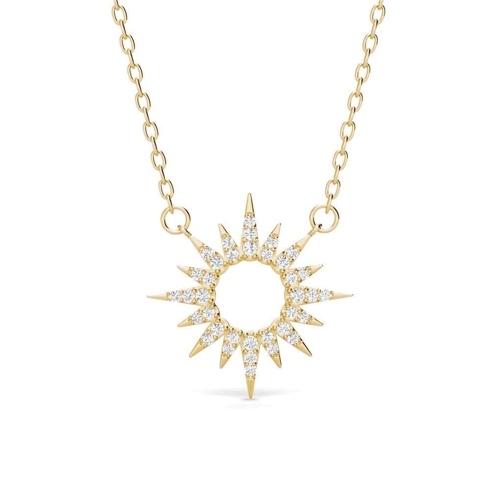 Illuminate Your Style with the Evie 18K White Gold Plated Sun Pendant Necklace Decorated with Sparkling Swarovski Crystals - The Perfect Gift for Every Woman