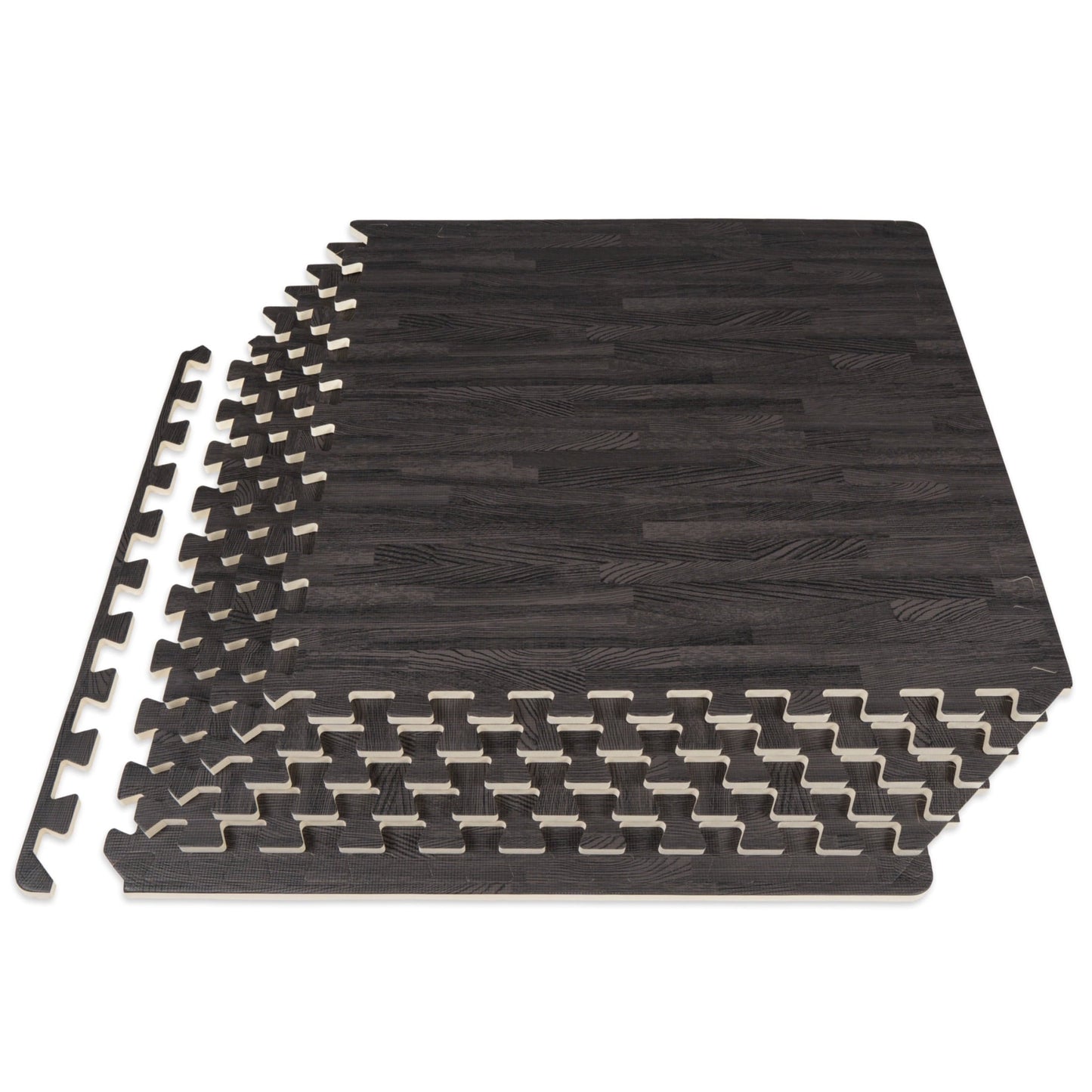 Dark Oak Wood-Grain EVA Foam Interlocking Floor Tiles - 1/2" Thickness for Enhanced Comfort and Protection