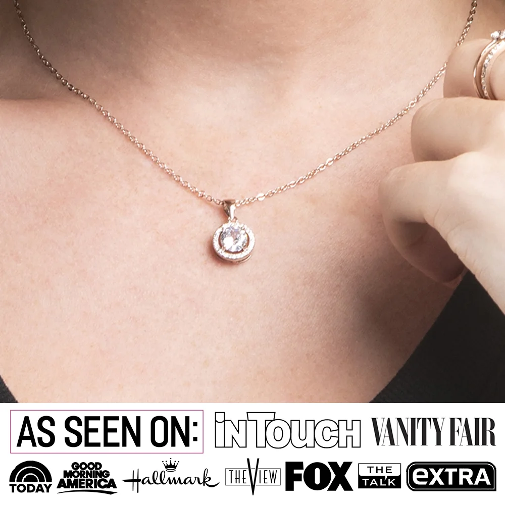 Radiant Blake 18K Rose Gold Plated Halo Pendant Necklace with Dazzling Simulated Crystals for Women