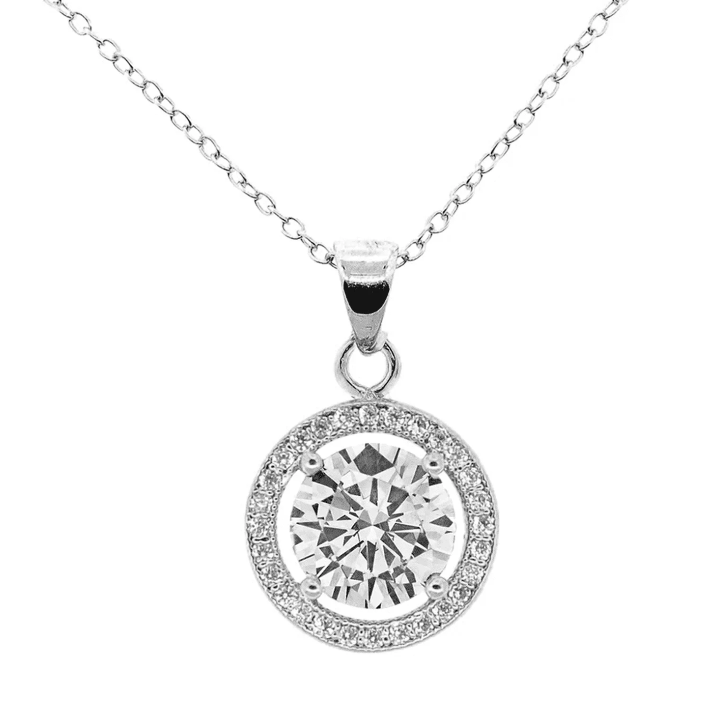 Radiant Blake 18K Rose Gold Plated Halo Pendant Necklace with Dazzling Simulated Crystals for Women