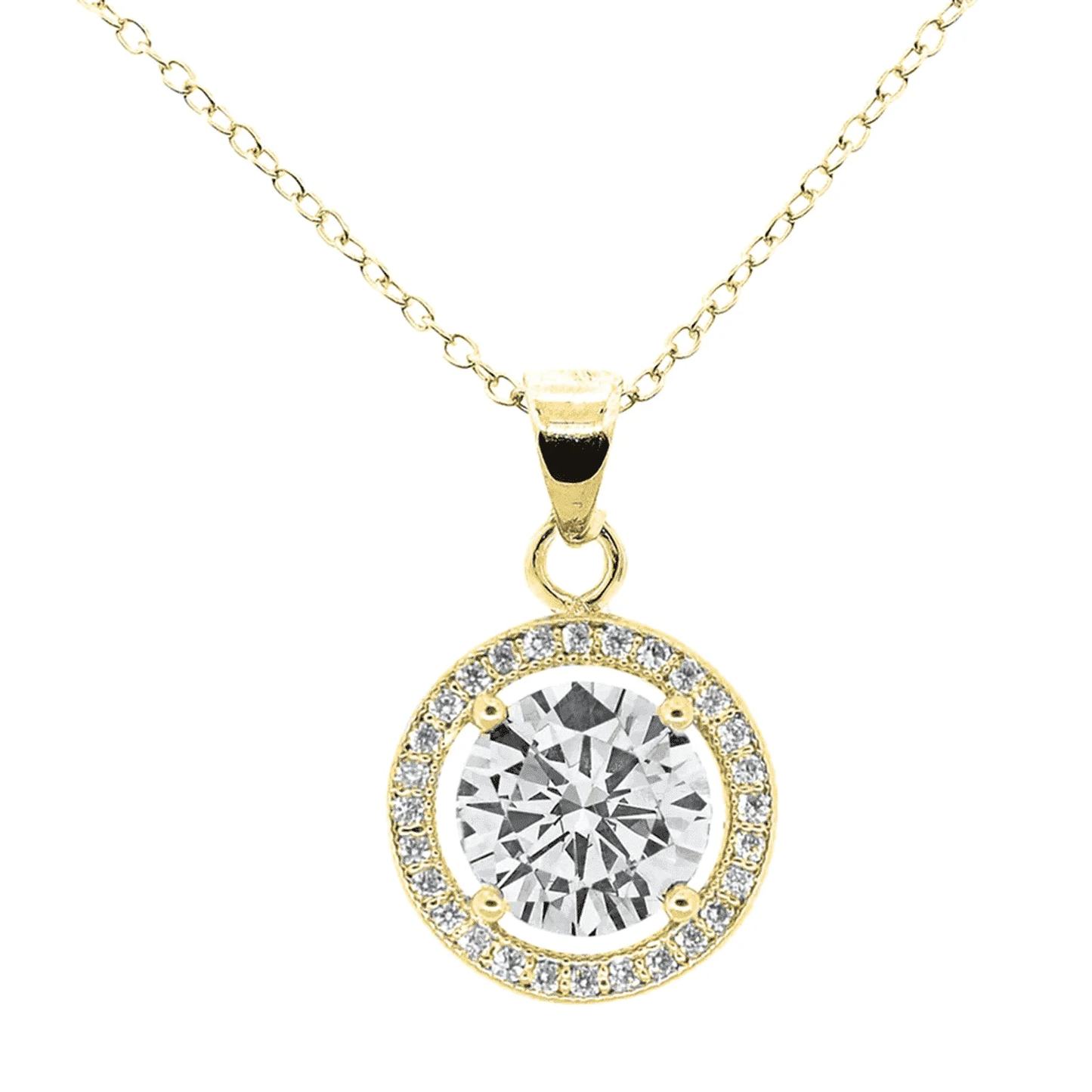 Radiant Blake 18K Rose Gold Plated Halo Pendant Necklace with Dazzling Simulated Crystals for Women