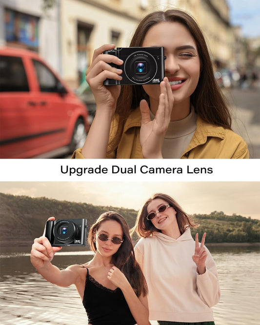 Capture Every Moment with the ACTITOP 4K Ultra HD Digital Camera - 64MP Dual Lens Vlogging Powerhouse with 16X Zoom and 32GB Card!