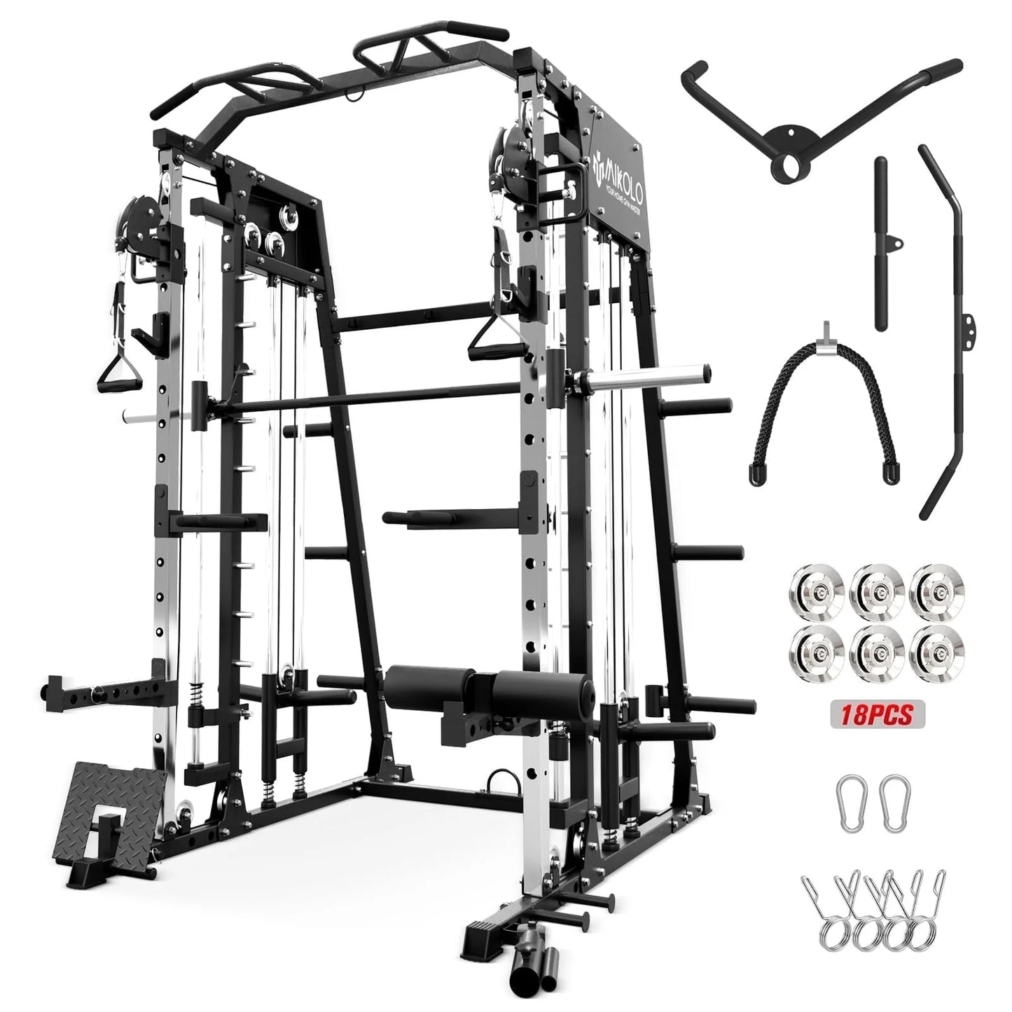 Ultimate Smith Machine Home Gym - 2200 Lbs Power Rack with Cable Crossover, 360° Landmine Attachment and Complete Strength Training Solutions