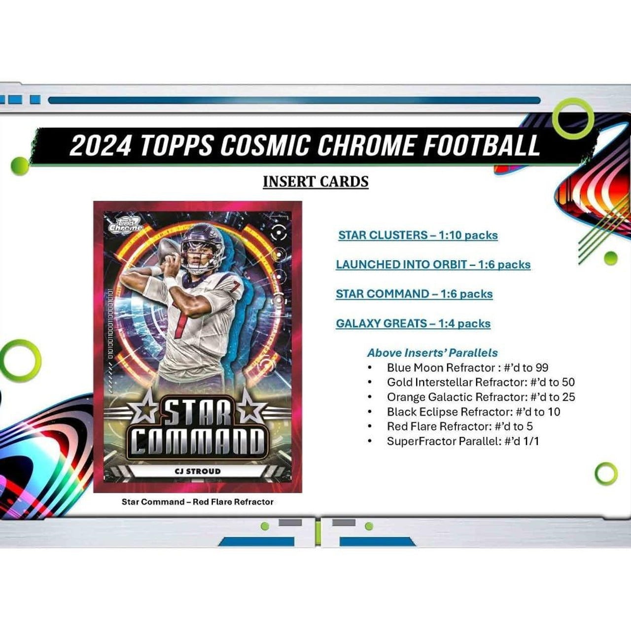 Dive into the Galactic Realm of Football with the 2024 Cosmic Chrome Hobby Box – Factory Sealed!