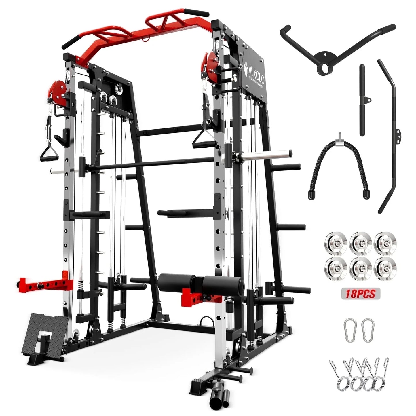 Ultimate Smith Machine Home Gym - 2200 Lbs Power Rack with Cable Crossover, 360° Landmine Attachment and Complete Strength Training Solutions