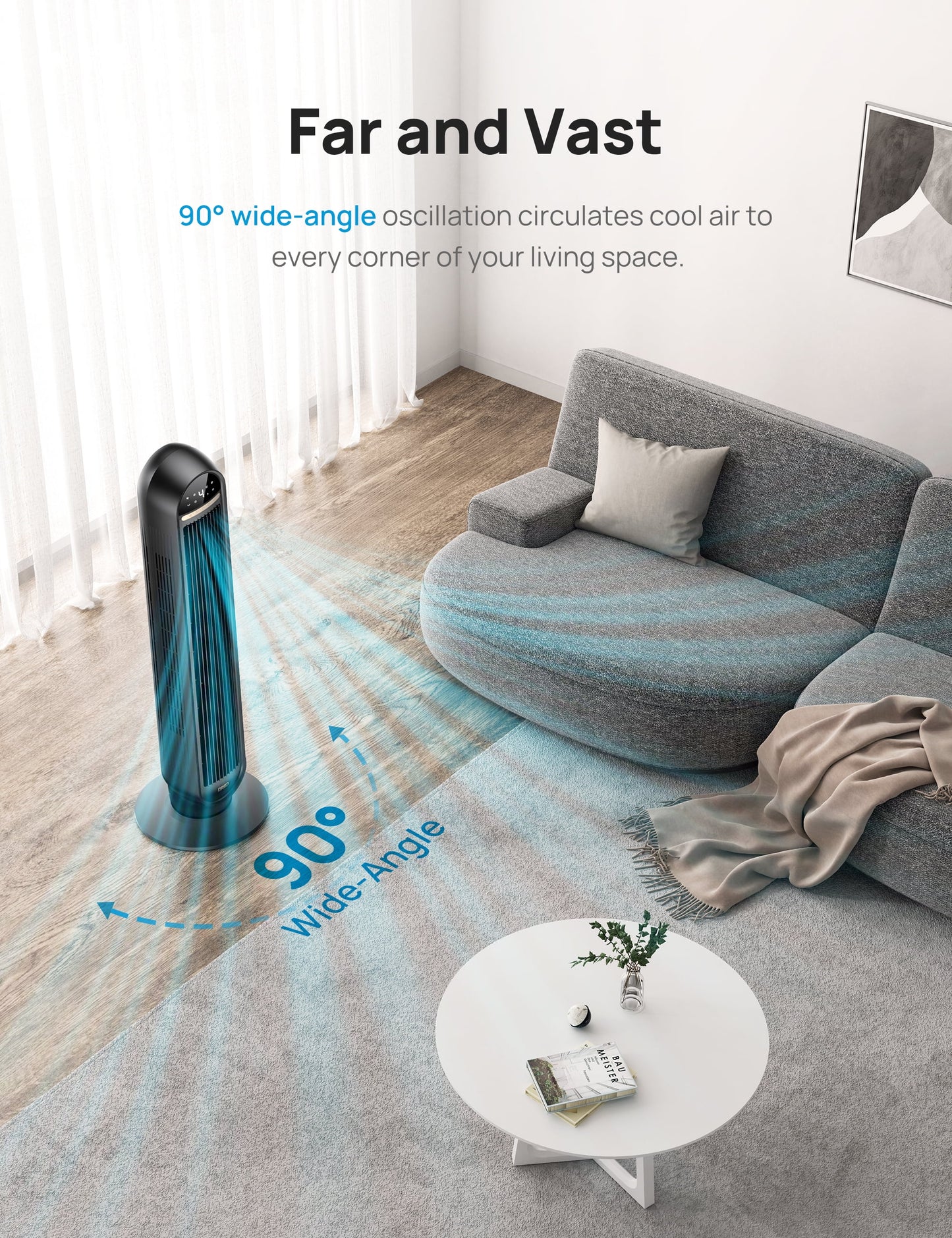 Experience Ultimate Comfort with the Dreo 36" Tower Fan - High Velocity Cooling, Remote Control, and Whisper-Quiet Operation!