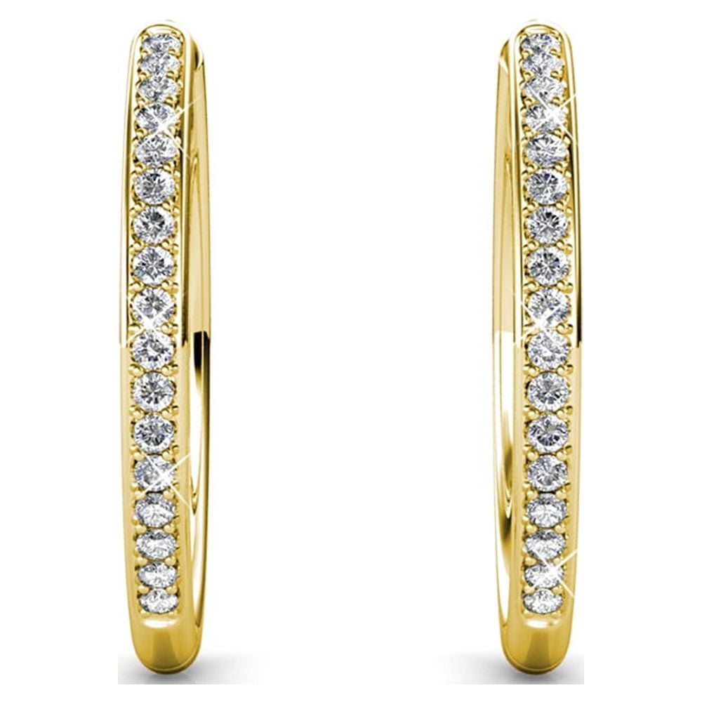 Dazzle in Elegance: Bianca 18K Yellow Gold Plated 25Mm Hoop Earrings with Sparkling Swarovski Crystals for Women