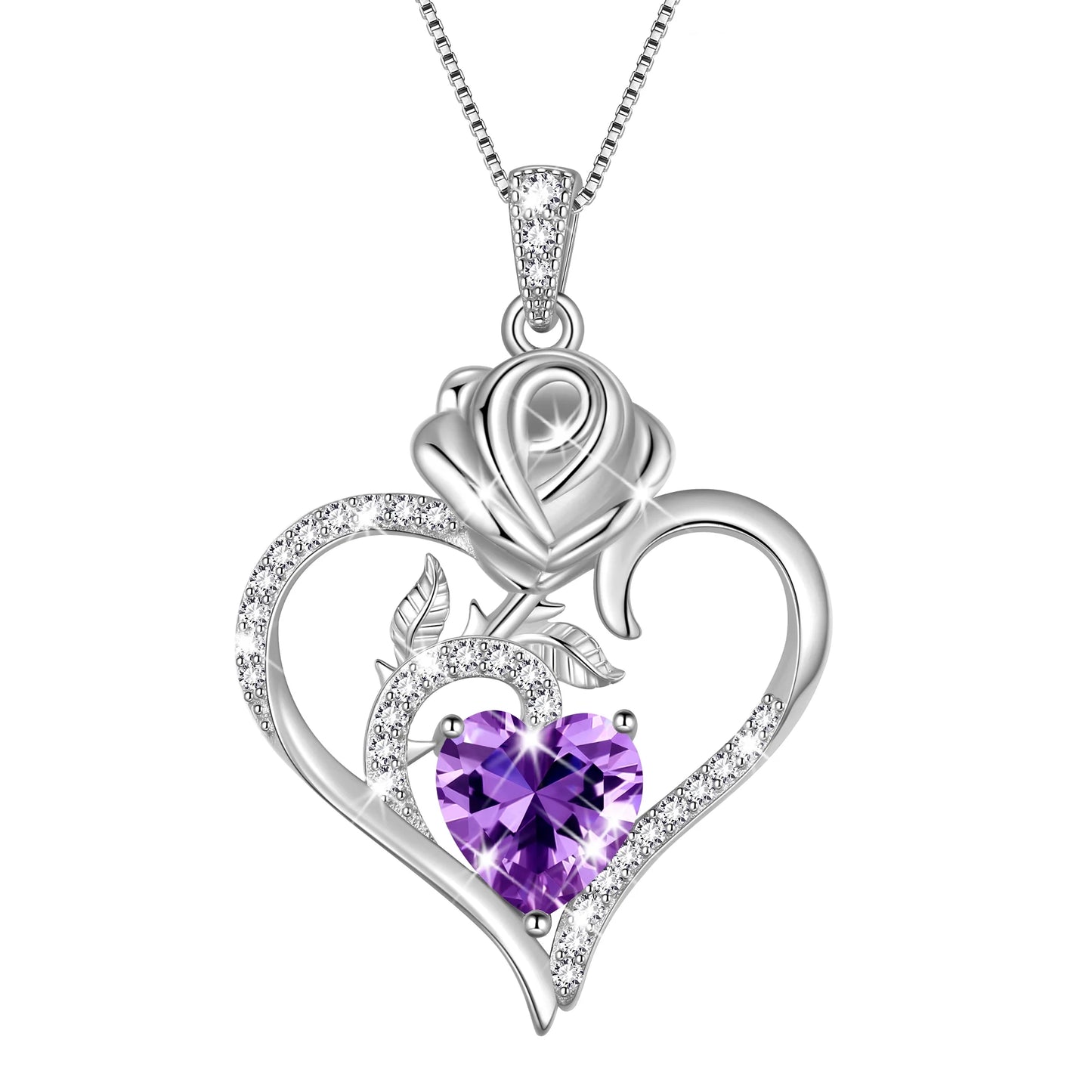 Exquisite 925 Sterling Silver Heart Rose Birthstone Necklace Featuring September Blue Sapphire – The Perfect Gift for Her on Special Occasions!