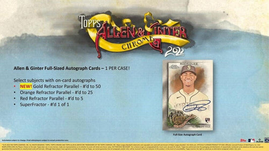 2022 Allen & Ginter Chrome Baseball Hobby Box - Premium Collectible Trading Cards