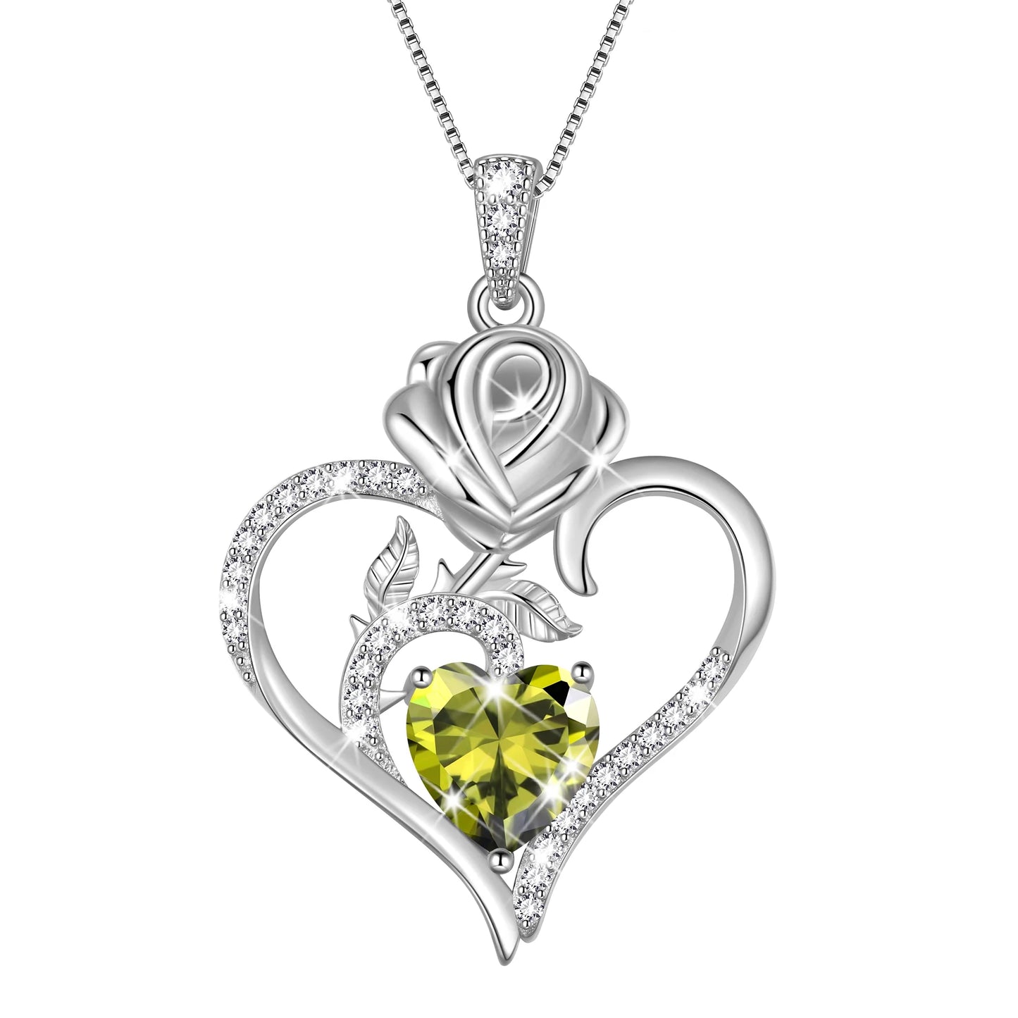 Exquisite 925 Sterling Silver Heart Rose Birthstone Necklace Featuring September Blue Sapphire – The Perfect Gift for Her on Special Occasions!