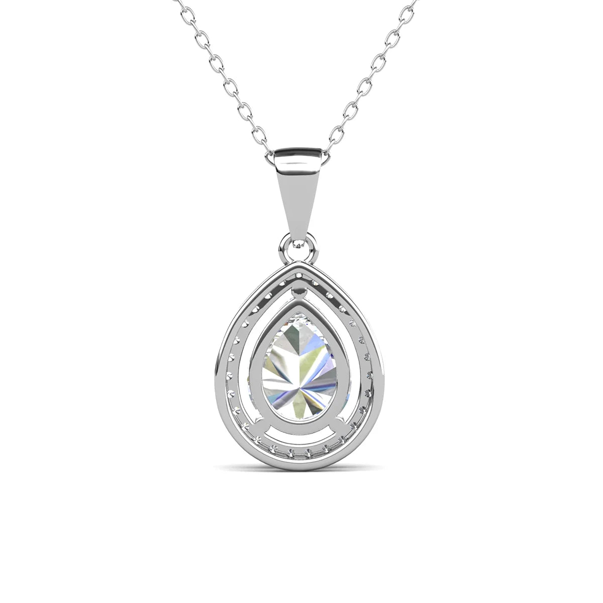 Isabel 18K White Gold Plated Pendant Necklace with Dazzling Simulated Diamond Crystals - A Timeless Elegance for Every Occasion