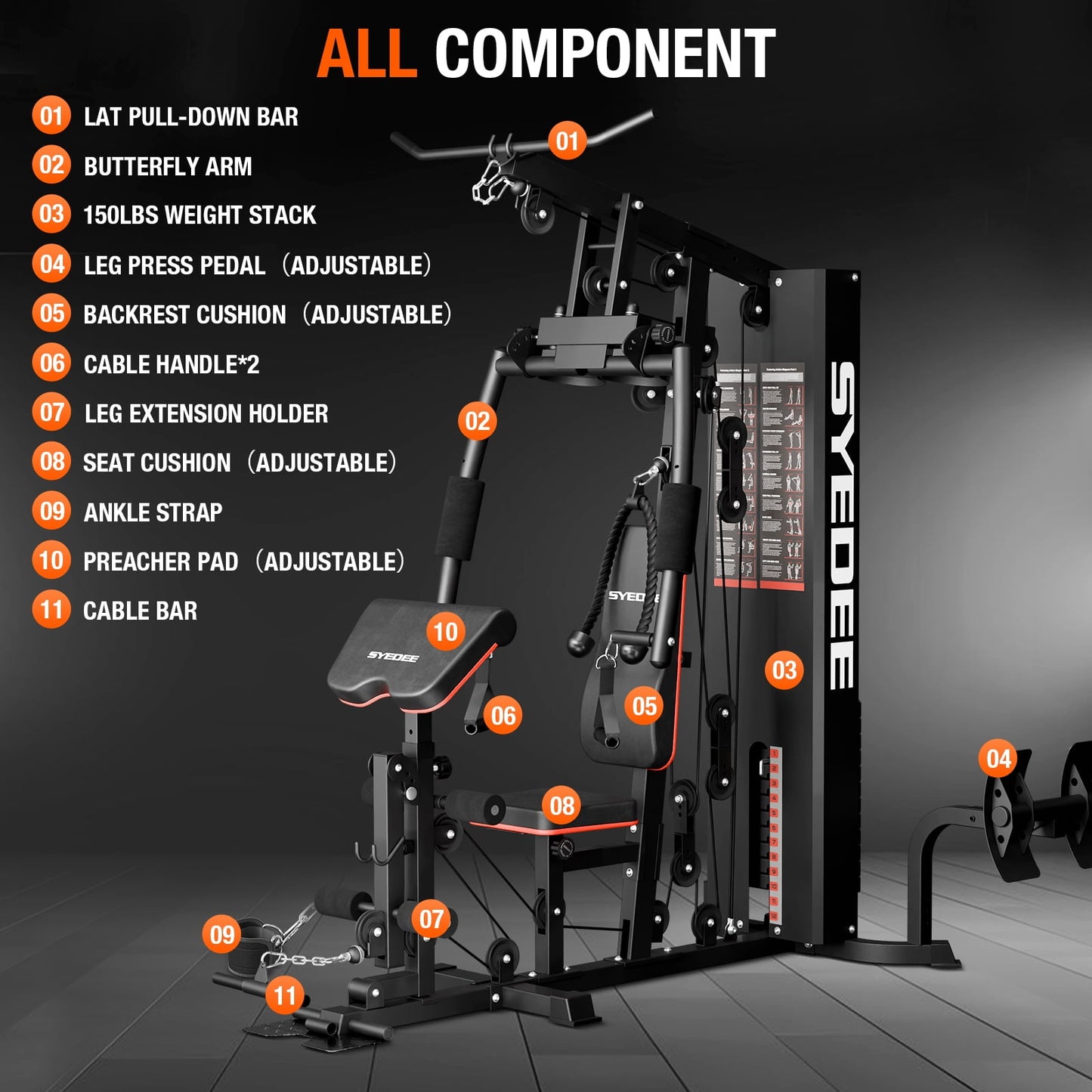 Ultimate Home Gym Station with 150LBS Weight Stack for Comprehensive Body Training