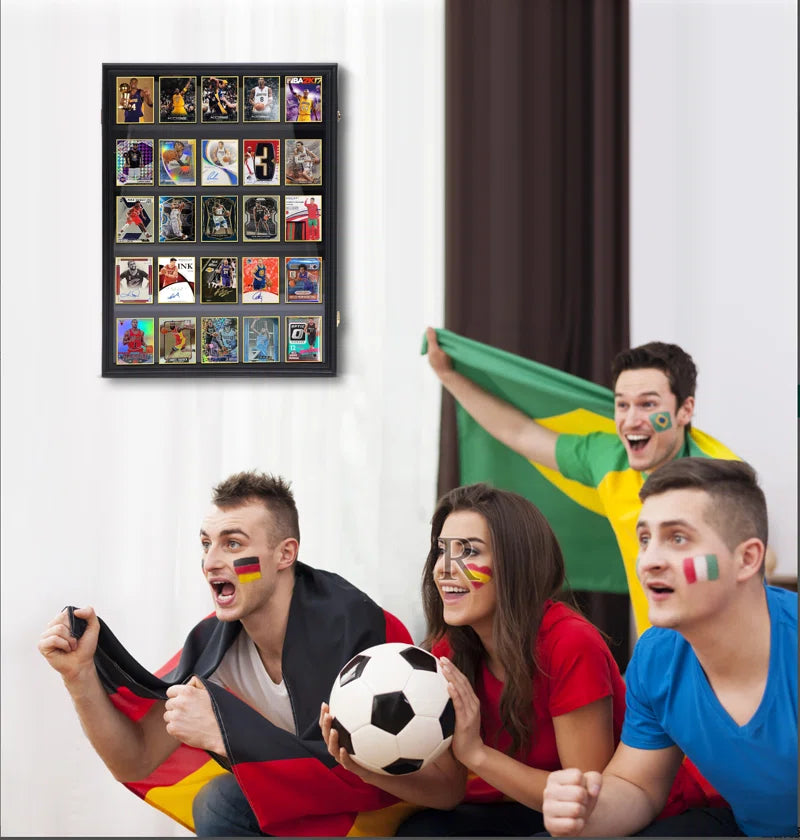 Showcase Your Collection with the Vertical 35-Card Baseball & Trading Card Display Case - Lockable, UV Protected, Perfect for Sports Fans!