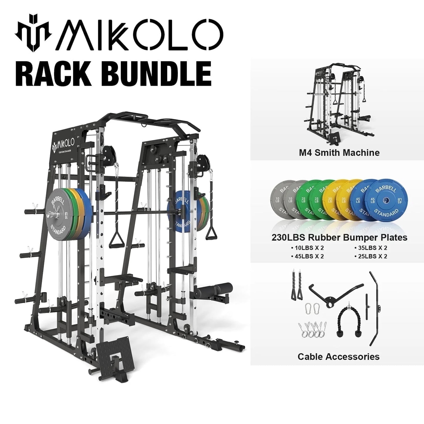 Ultimate Smith Machine Home Gym - 2200 Lbs Power Rack with Cable Crossover, 360° Landmine Attachment and Complete Strength Training Solutions