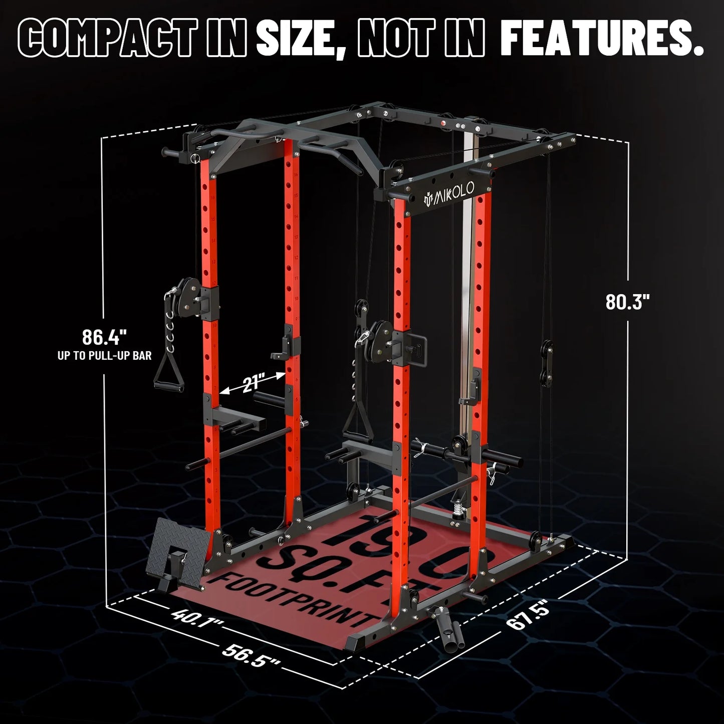 Ultimate Power Rack Cage: 1500 Lbs Weight Rack with Versatile Cable Crossover Machine – Multi-Function Squat Rack Featuring J Hooks, Dip Bars, and Landmine for Your Home Gym (Red)